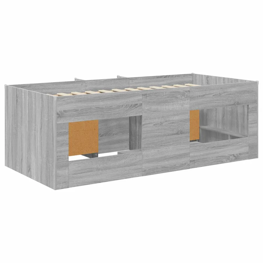 Cadre de lit en loft avec armoire avec porte 3 pc Sonoma gris - 5