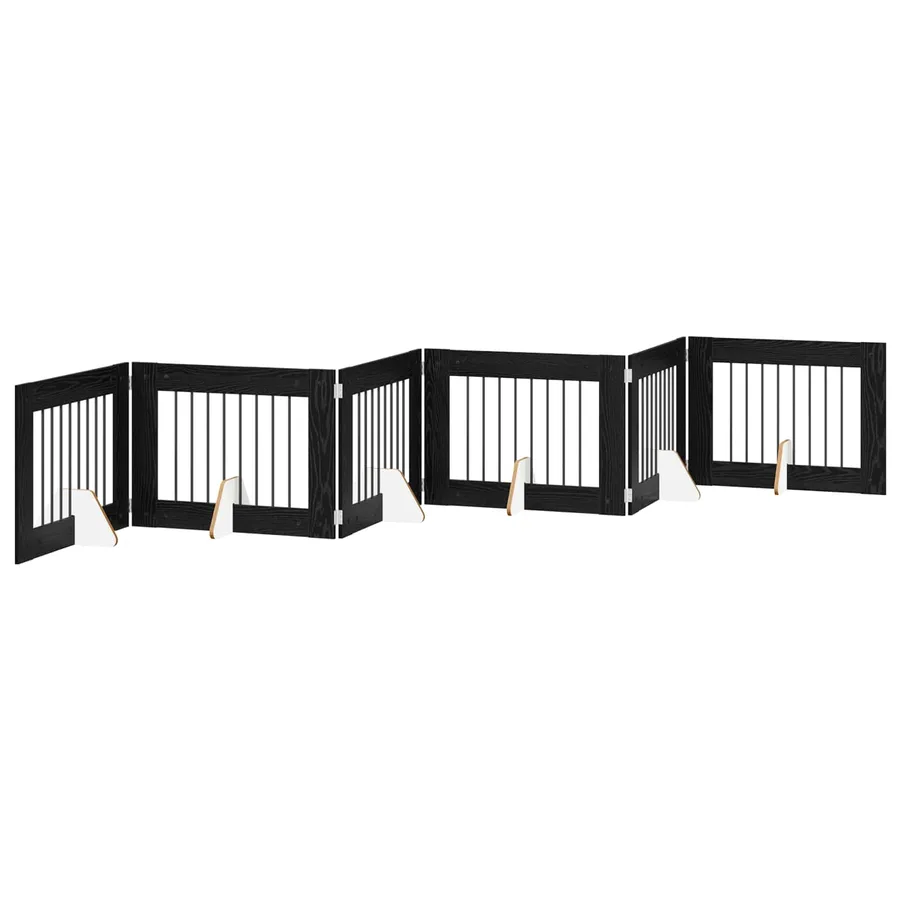 Porte de chien pliable avec supports 6 pcs Chêne noir 482 cm - 2