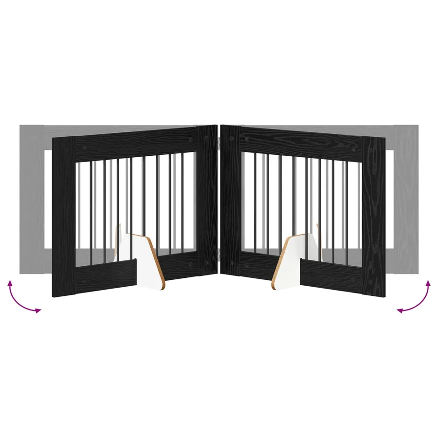 Porte de chien pliable avec supports 6 pcs Chêne noir 482 cm - 6