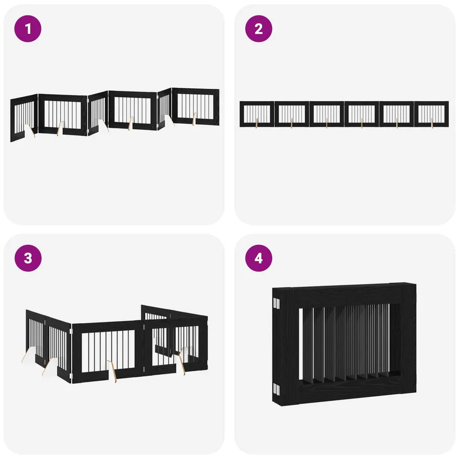 Porte de chien pliable avec supports 6 pcs Chêne noir 482 cm - 7