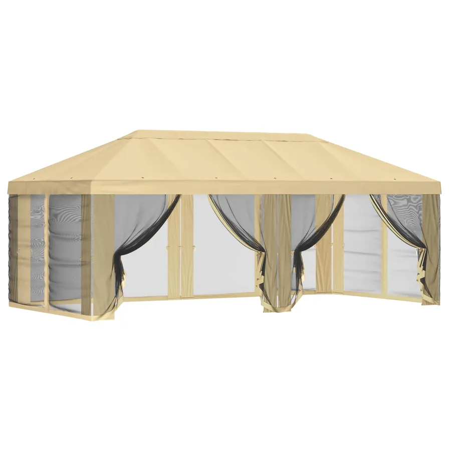 Housse de tonnelle avec murs latéraux 6 x 3 m Crème Polyester - 2