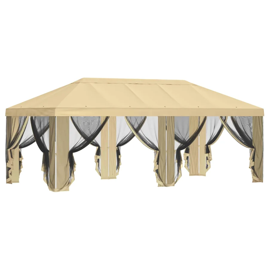 Housse de tonnelle avec murs latéraux 6 x 3 m Crème Polyester - 4