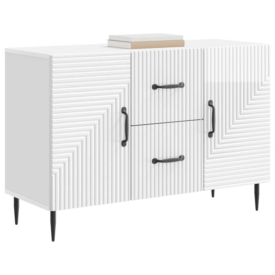 Buffet Blanc brillant 89 x 34,5 x 60 cm Bois d'ingénierie - 3