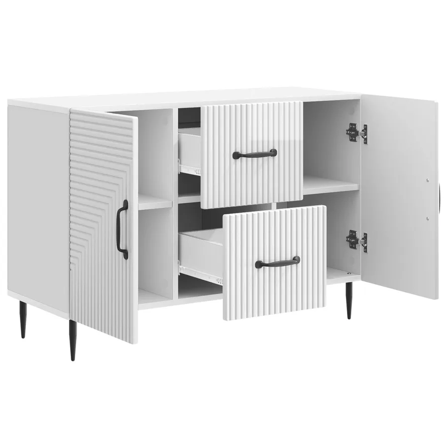 Buffet Blanc brillant 89 x 34,5 x 60 cm Bois d'ingénierie - 5