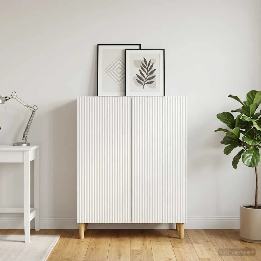 Buffet Blanc 66 x 34,5 x 90 cm Bois d'ingénierie - 4