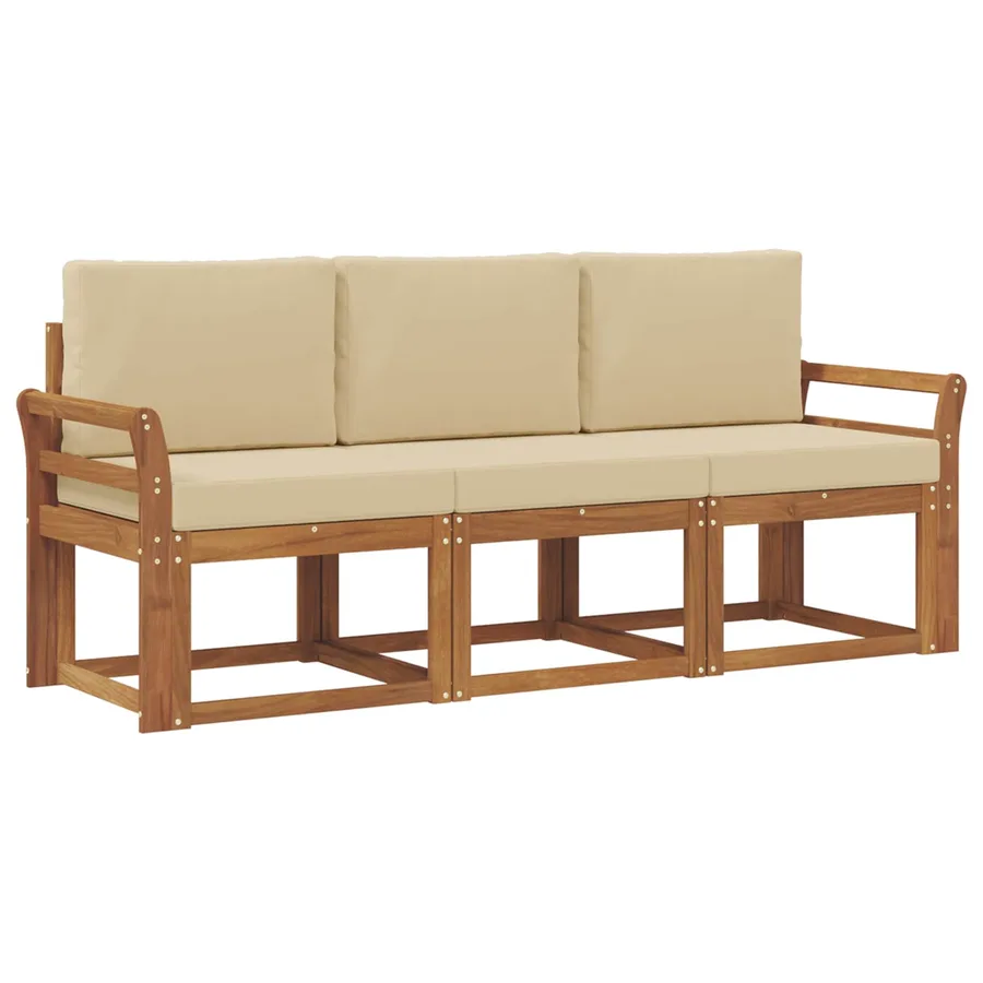 Ensemble de canapés d'extérieur 3 pcs Naturel et Beige - 2