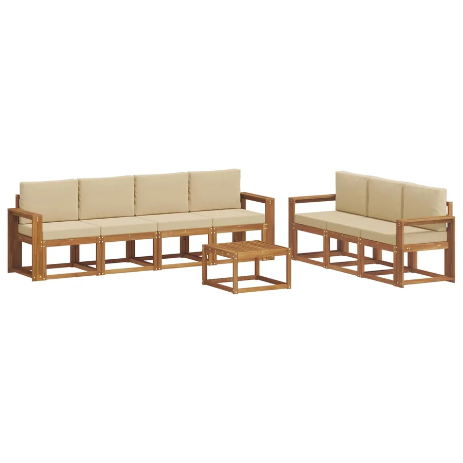 Ensemble de canapés d'extérieur 8 pcs Naturel et Beige - 2