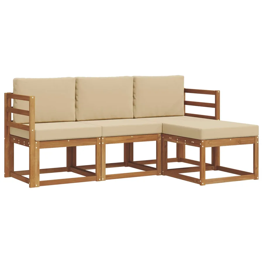 Ensemble de canapés d'extérieur 4 pcs Naturel et Beige - 2