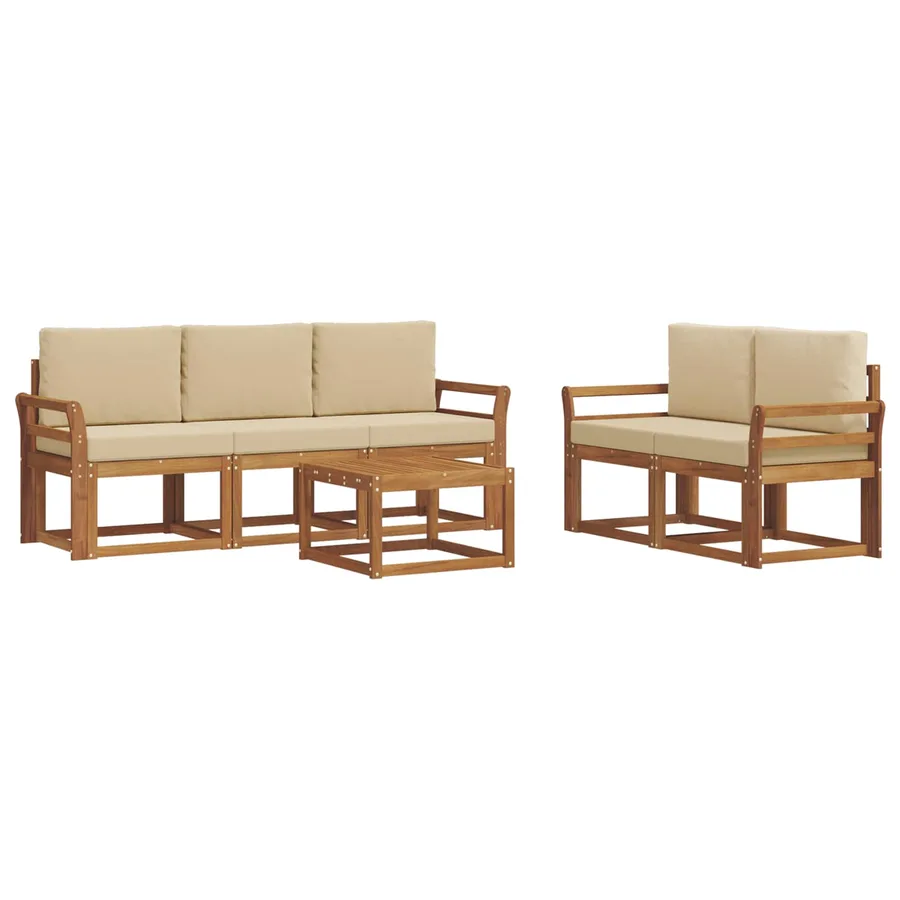 Ensemble de canapés d'extérieur 6 pcs Naturel et Beige - 2