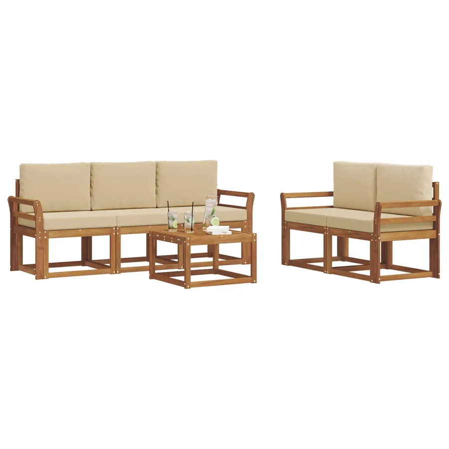 Ensemble de canapés d'extérieur 6 pcs Naturel et Beige - 3