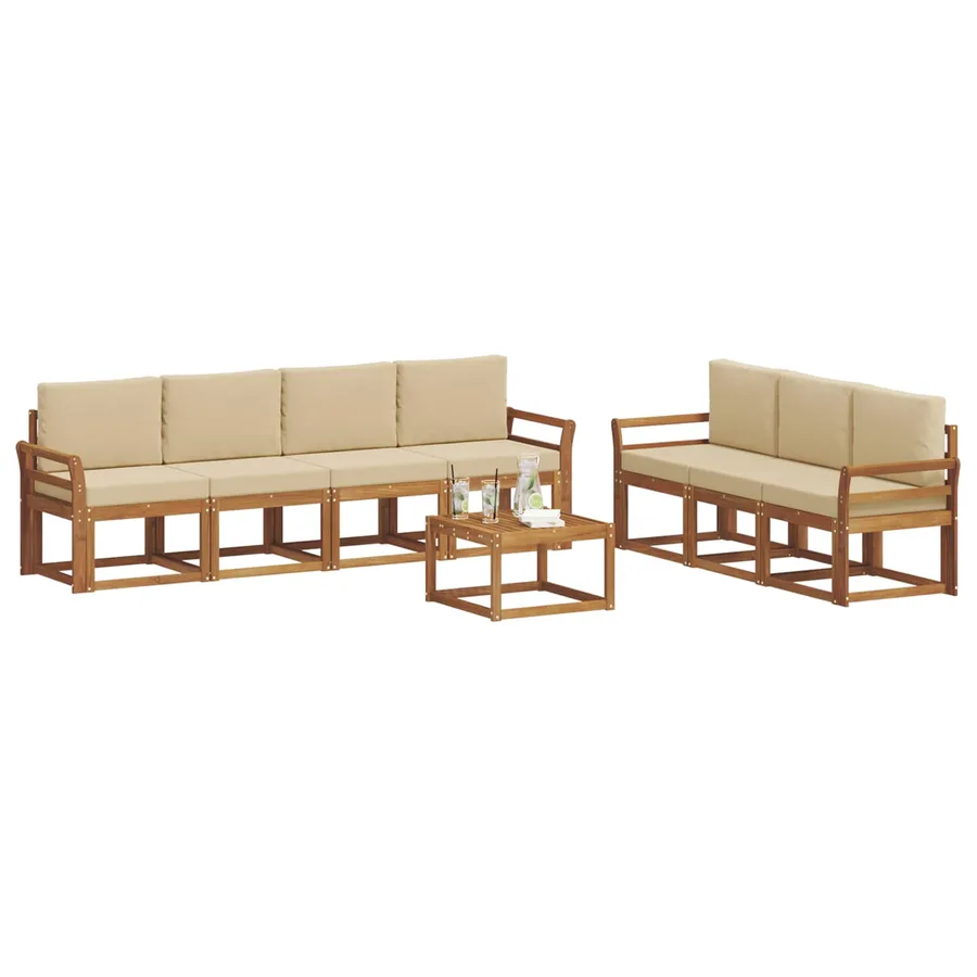 Ensemble de canapés d'extérieur 8 pcs Naturel et Beige - 3