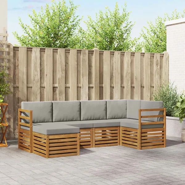 Ensemble de canapé d'angle 6 pcs Gris Naturel et Clair