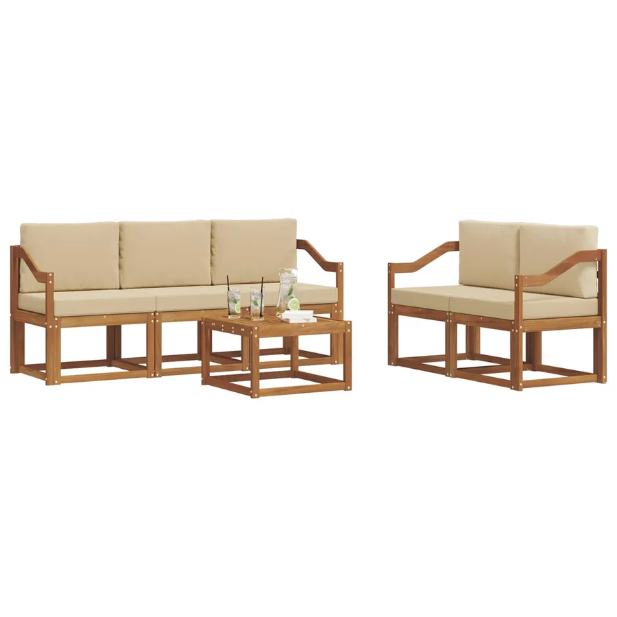 Ensemble de canapés d'extérieur 6 pcs Naturel et Beige - 3