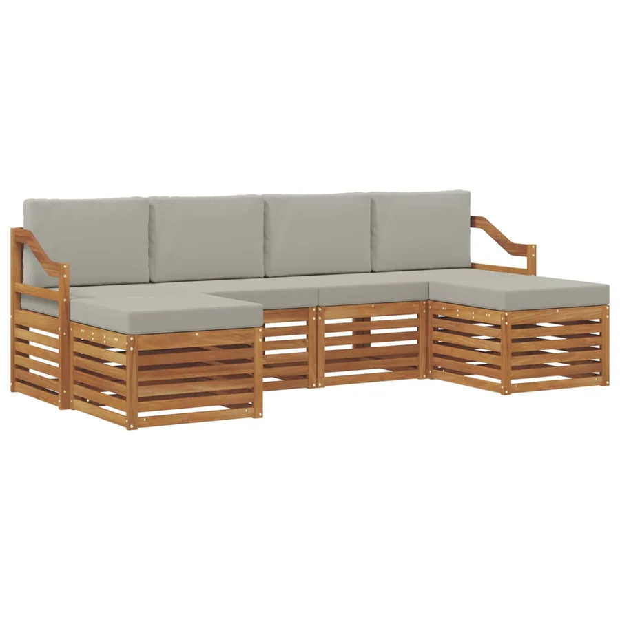 Ensembles de canapés avec coussin 6 pcs Gris Naturel et Clair - 2