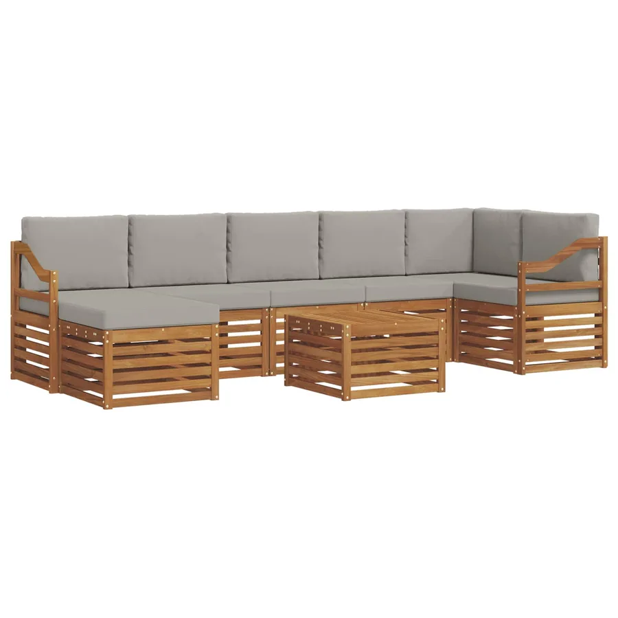 Ensemble de canapés d'extérieur 8 pcs Gris Naturel et Clair - 2