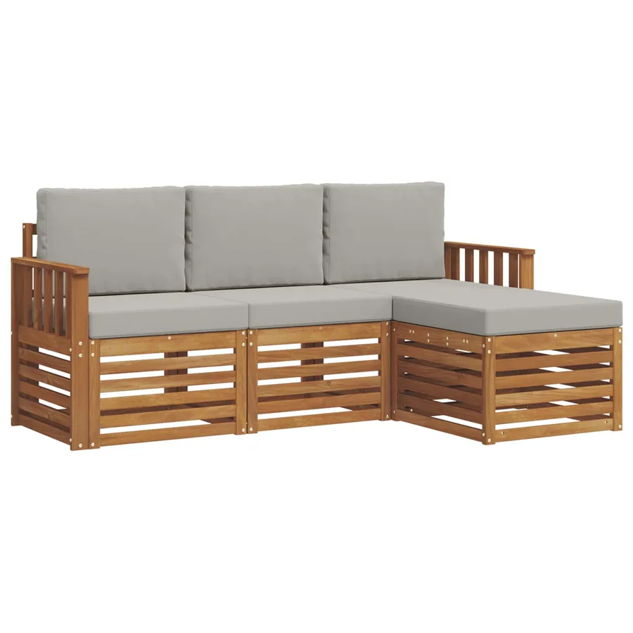 Ensemble de canapés d'extérieur 4 pcs Gris Naturel et Clair - 2