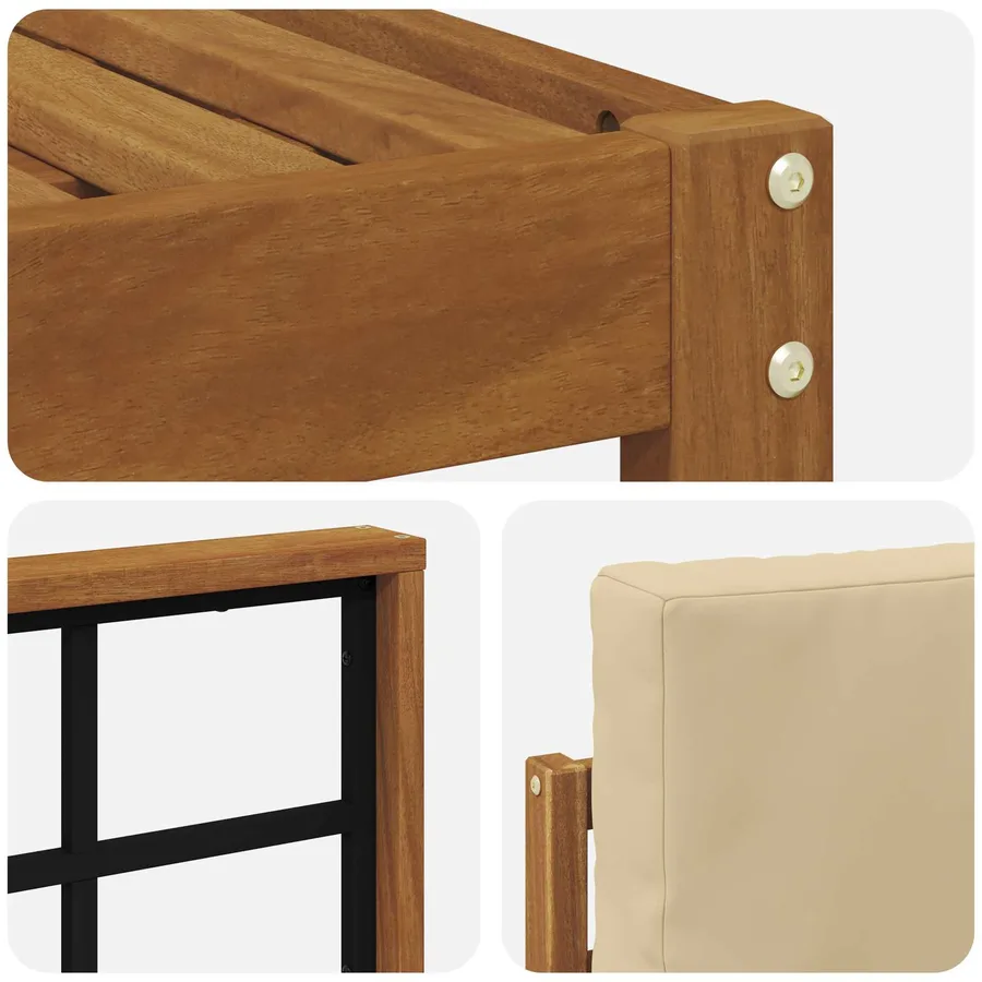 Ensemble de canapés d'extérieur 4 pcs Naturel et Beige - 5