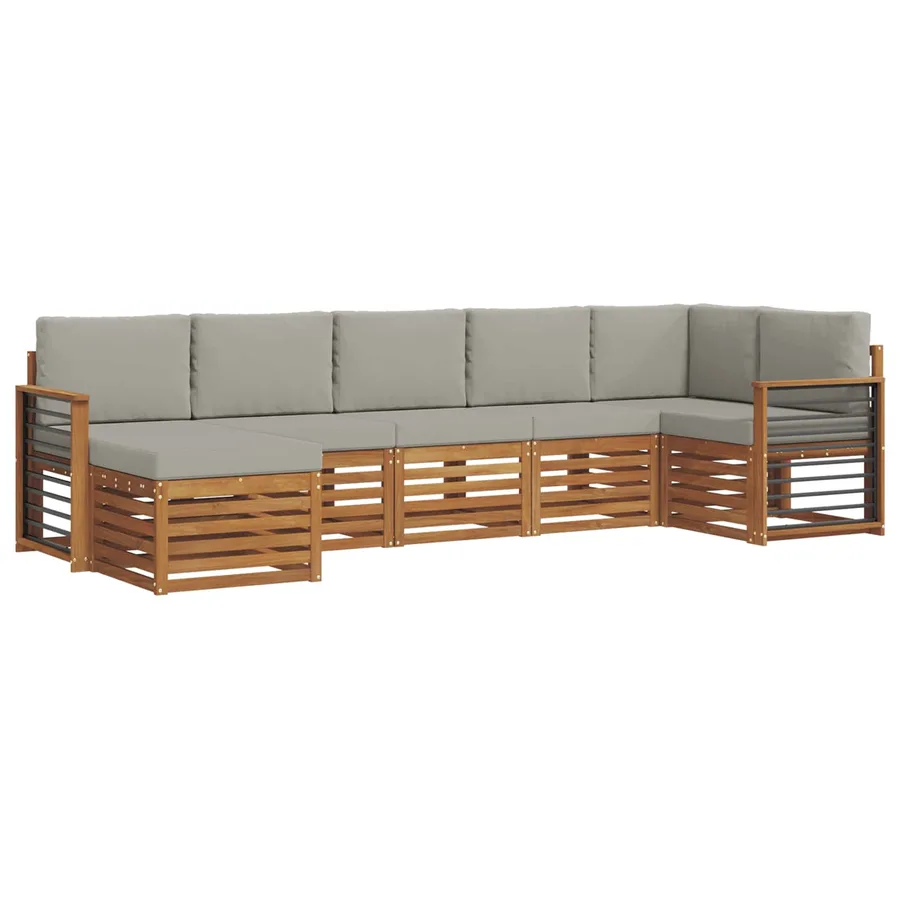 Ensemble de canapé d'angle 7 pcs Gris Naturel et Clair - 2