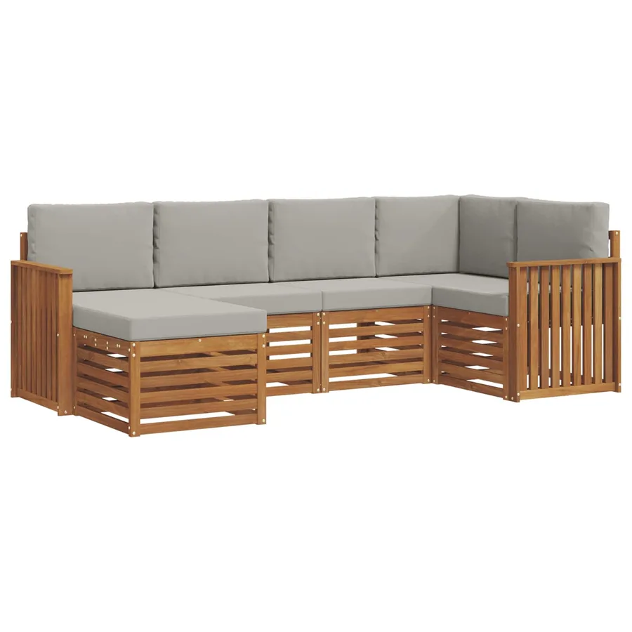 Ensemble de canapé d'angle 6 pcs Gris Naturel et Clair - 2