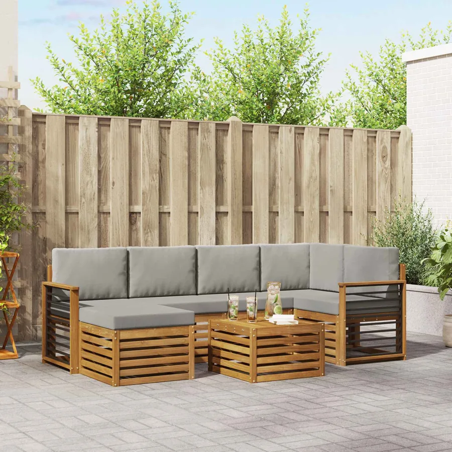 Ensemble de canapé d'angle 7 pcs Gris Naturel et Clair