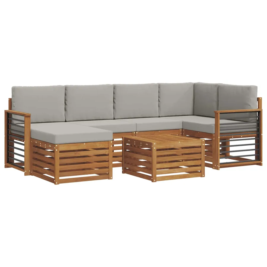 Ensemble de canapé d'angle 7 pcs Gris Naturel et Clair - 2