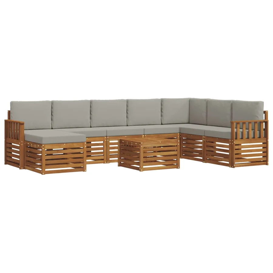 Ensemble de canapés d'extérieur 9 pcs Gris Naturel et Clair - 2