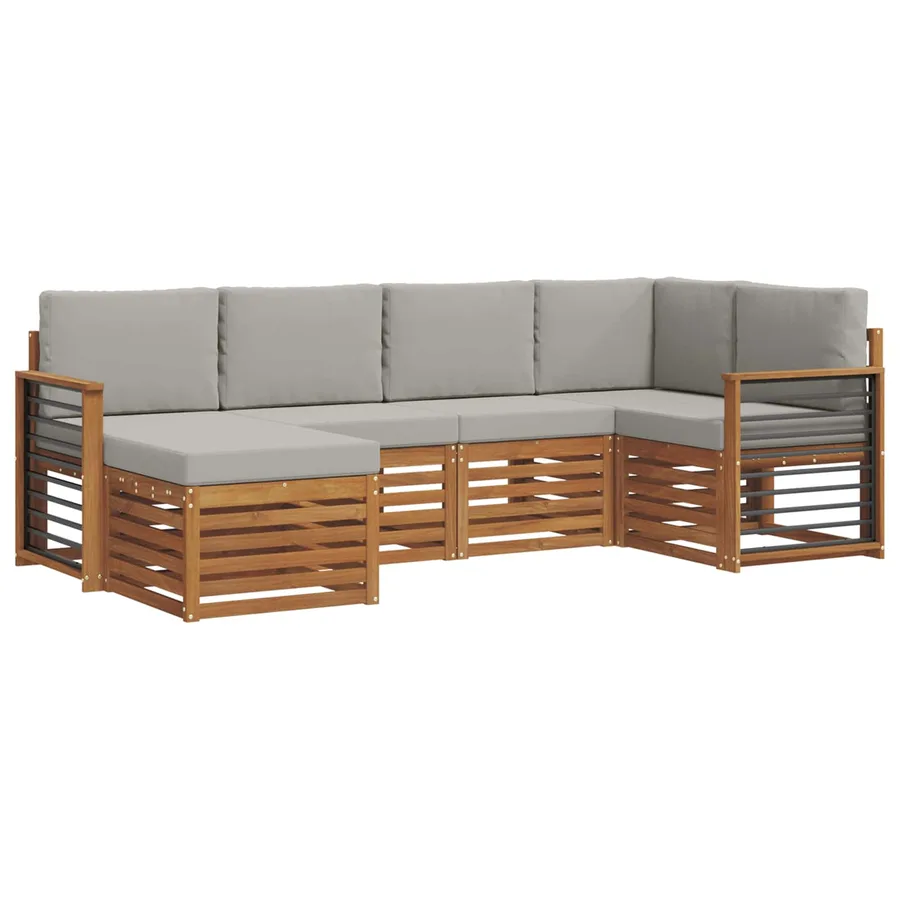Ensemble de canapé d'angle 6 pcs Gris Naturel et Clair - 2