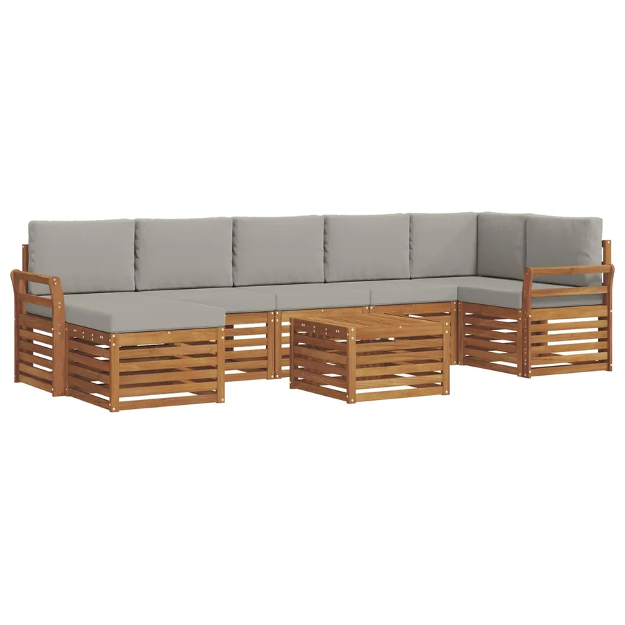 Ensemble de canapés d'extérieur 8 pcs Gris Naturel et Clair - 2
