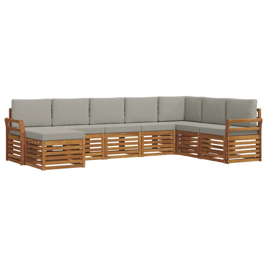 Ensemble de canapés d'extérieur 8 pcs Gris Naturel et Clair - 2