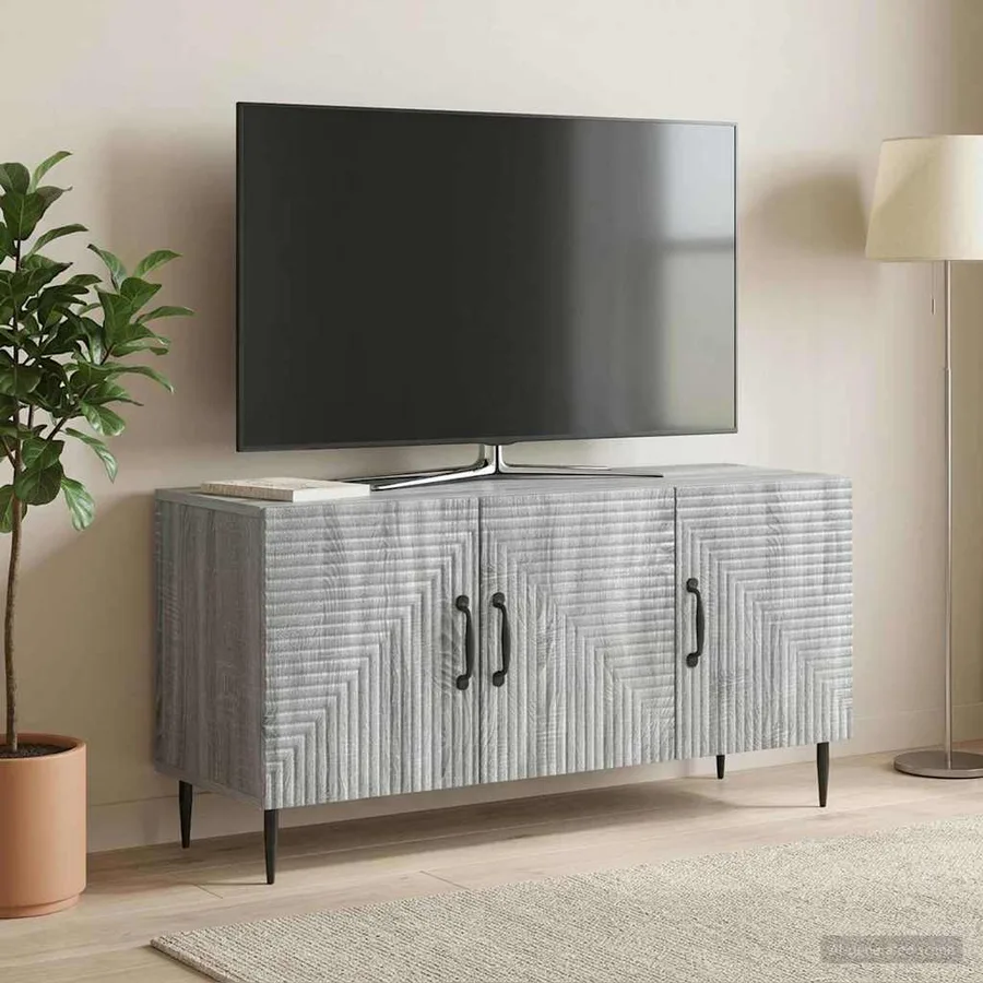 Meuble TV Sonoma gris 99 x 34,5 x 50 cm Bois d'ingénierie - 4