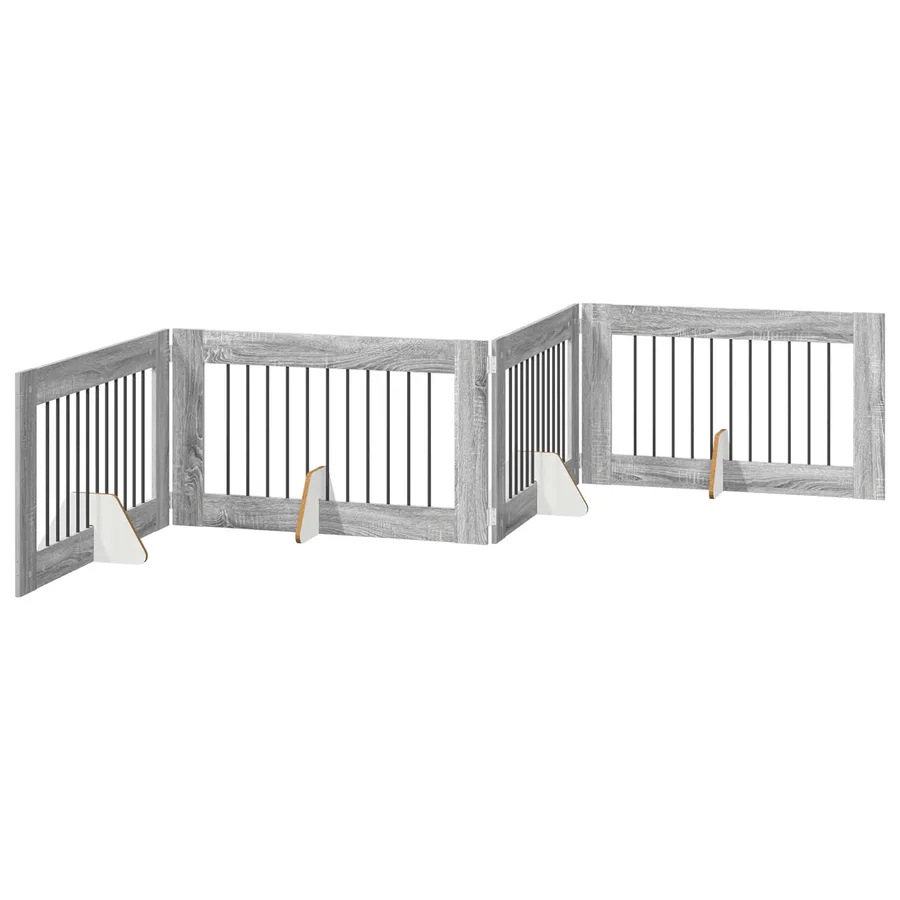 Porte de chien pliable avec supports 4 pcs Sonoma gris 401 cm - 2
