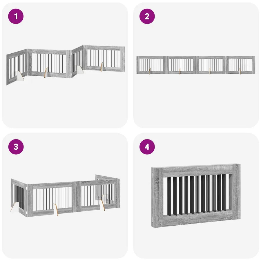 Porte de chien pliable avec supports 4 pcs Sonoma gris 401 cm - 7
