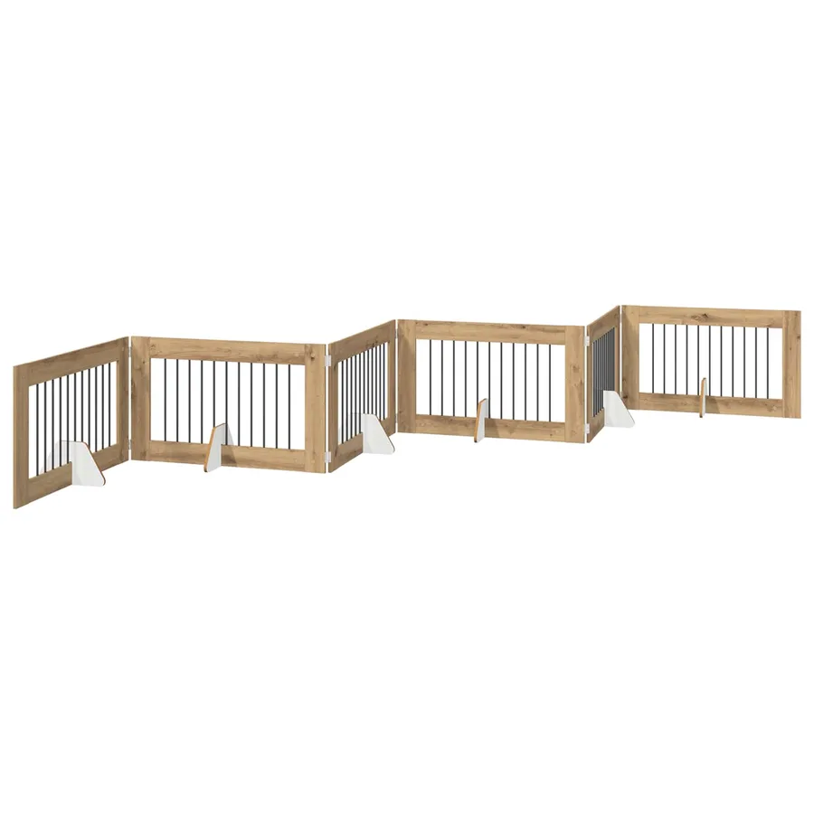 Porte de chien pliable avec supports 6 pcs Chêne artisanal - 2