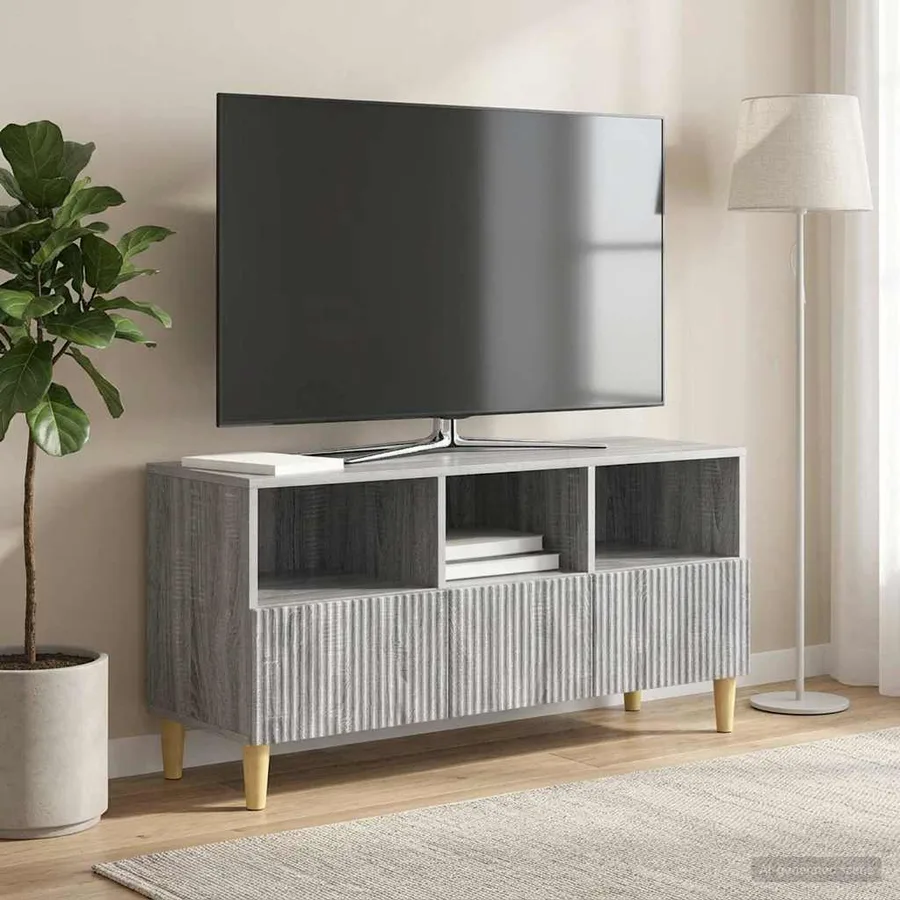 Meuble TV Sonoma gris 102 x 34,5 x 50 cm Bois d'ingénierie - 4