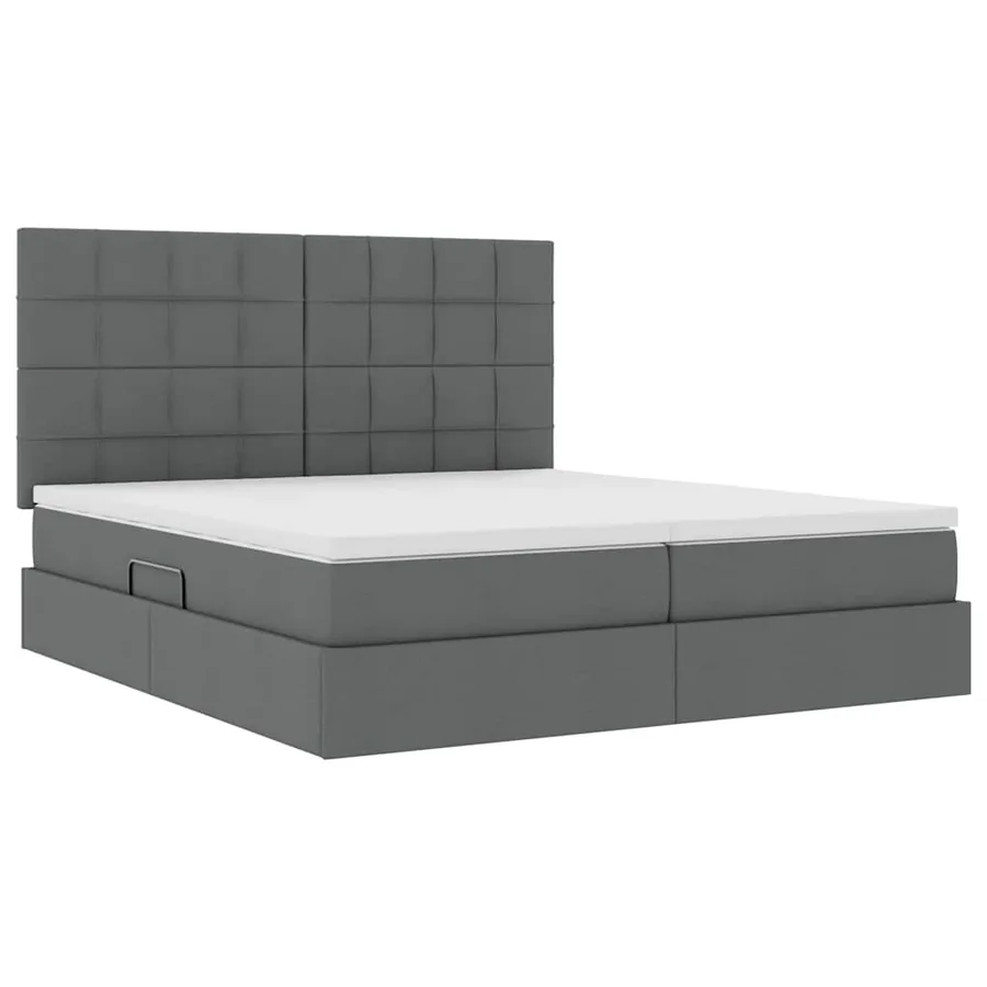 Lit de rangement LED avec matelas Gris foncé 200 x 200 cm Tissu - 6