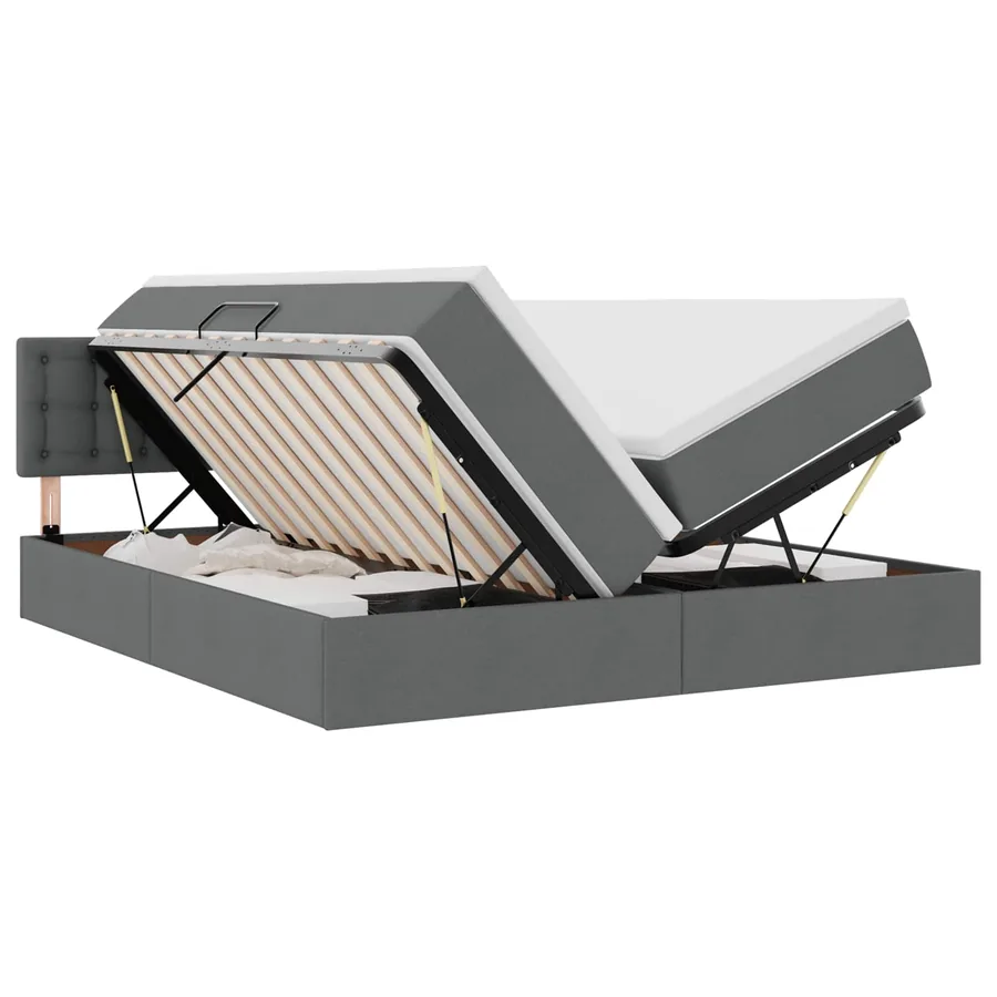 Lit de Rangement Gris foncé 200 x 200 cm Cuir synthétique - 2