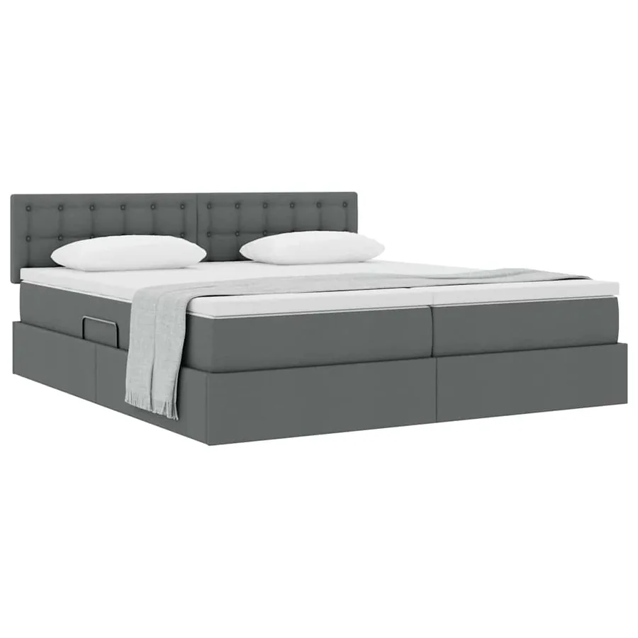 Lit de Rangement Gris foncé 200 x 200 cm Cuir synthétique - 3