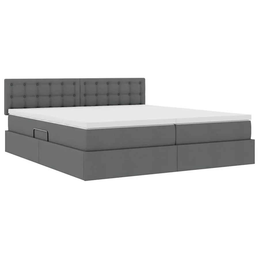 Lit de Rangement Gris foncé 200 x 200 cm Cuir synthétique - 5