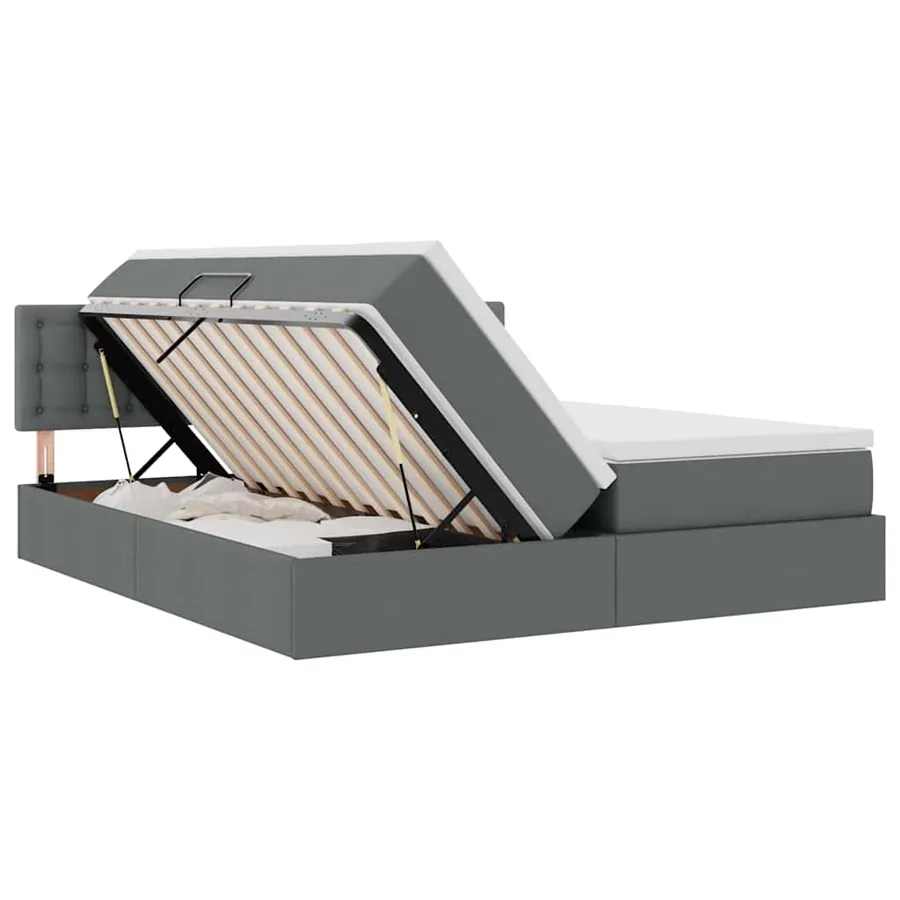 Lit de Rangement Gris foncé 200 x 200 cm Cuir synthétique - 7