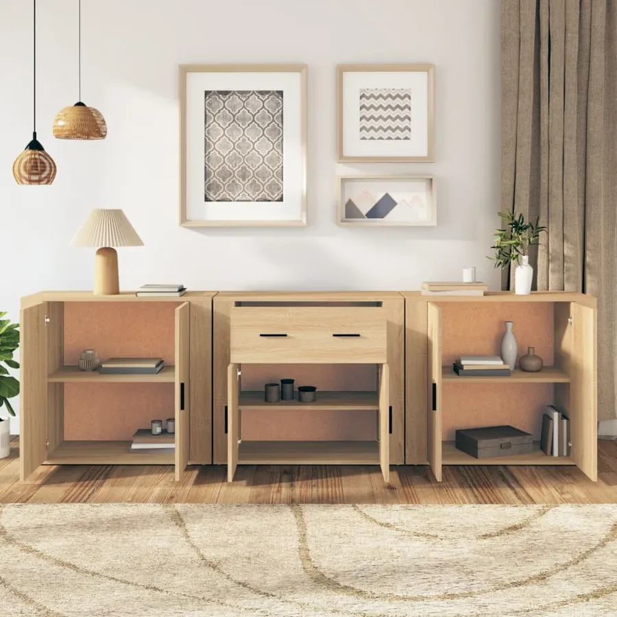 Buffets 3 pcs Chêne sonoma Bois d'ingénierie - 3
