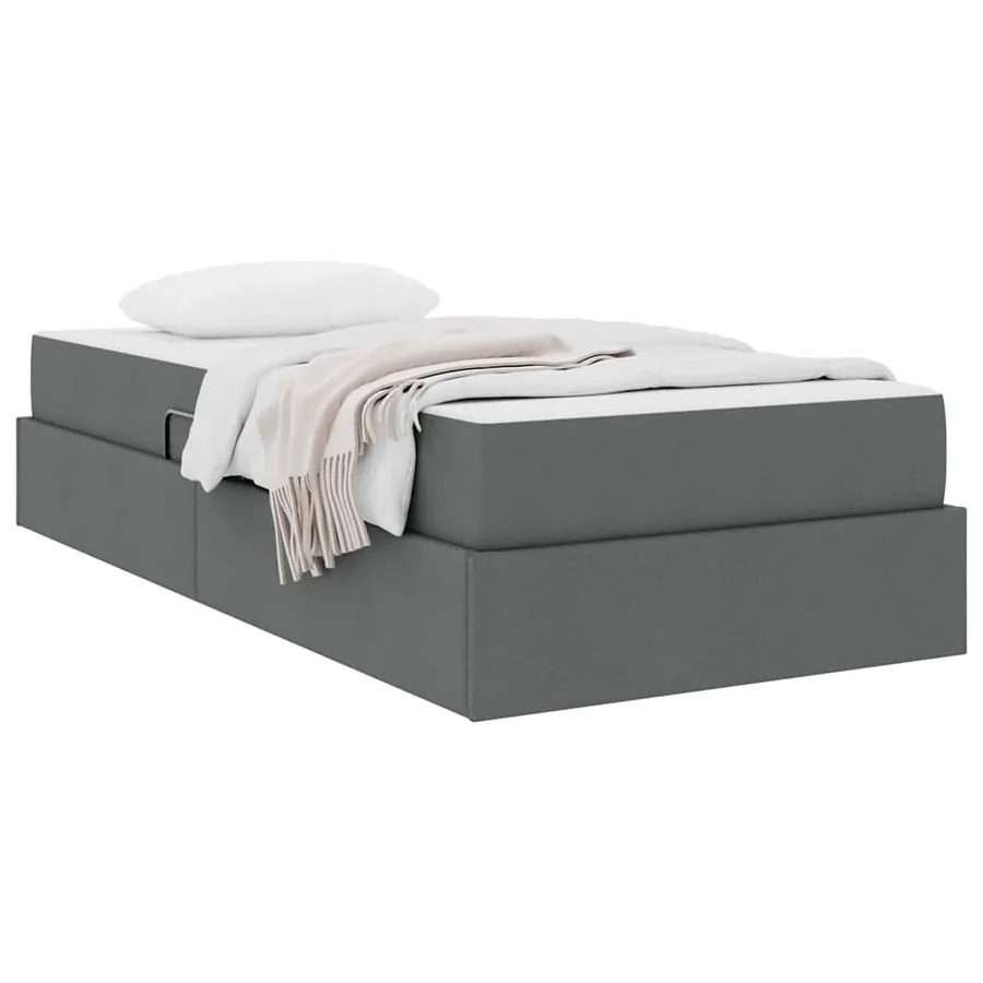 Lit avec rangement et matelas Gris foncé 100 x 200 cm Polyester - 3