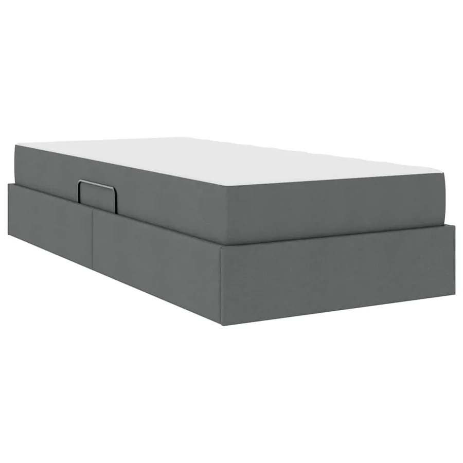 Lit avec rangement et matelas Gris foncé 100 x 200 cm Polyester - 8