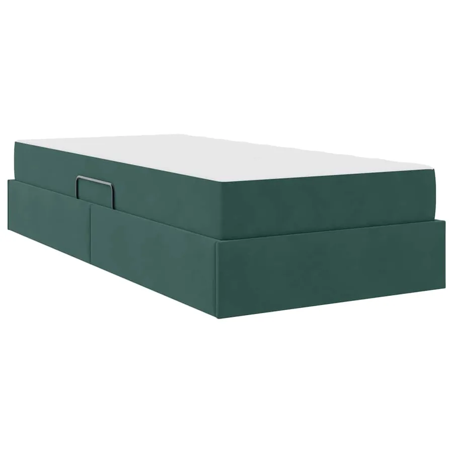 Lit avec rangement et matelas Vert foncé 90 x 200 cm Velours - 10