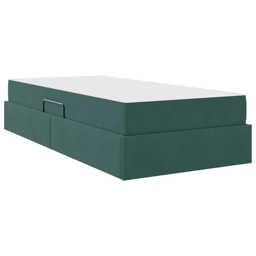 Lit avec rangement et matelas Vert foncé 90 x 200 cm Velours - 5