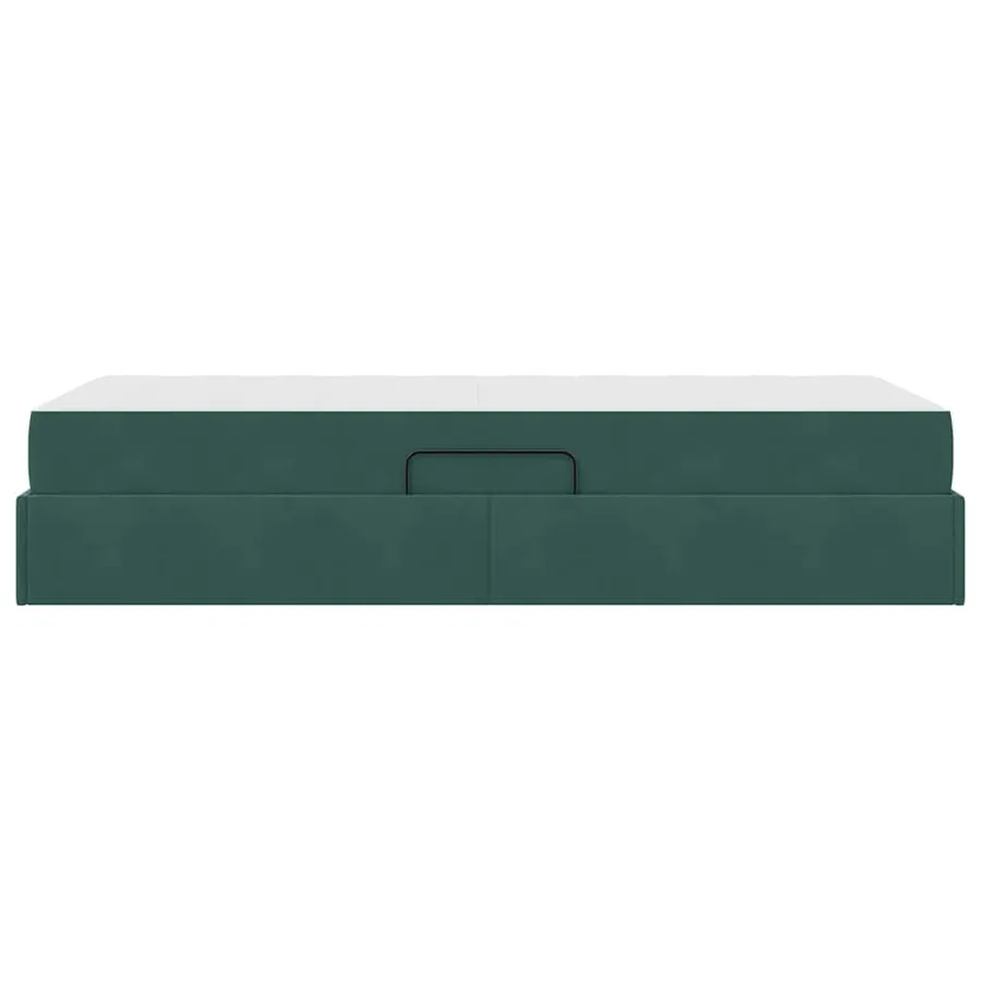 Lit avec rangement et matelas Vert foncé 90 x 200 cm Velours - 9