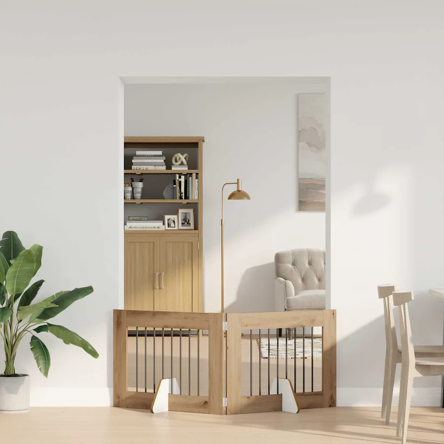 Porte de chien pliable avec supports 2 pcs Chêne artisanal