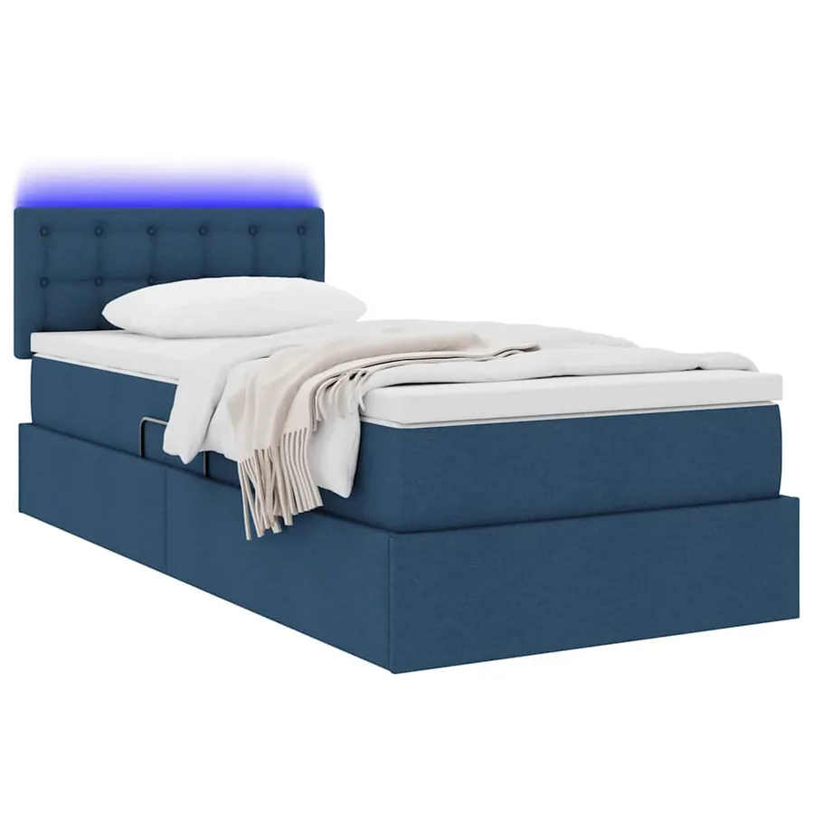 Lit de rangement LED avec matelas Bleu 90 x 200 cm Tissu - 3