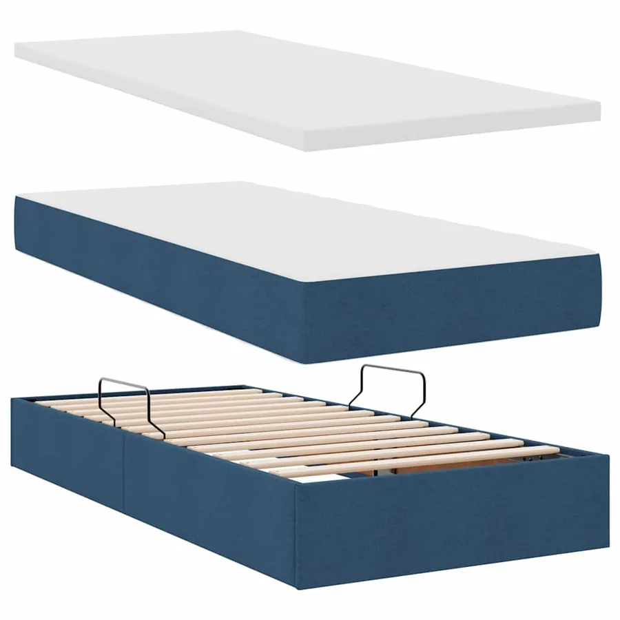 Lit de rangement LED avec matelas Bleu 90 x 200 cm Tissu - 9