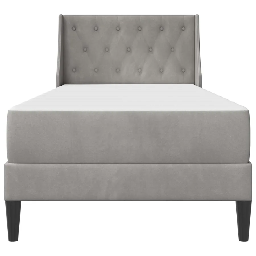 Cadre de lit avec matelas Gris clair 90 x 190 cm Velours - 6