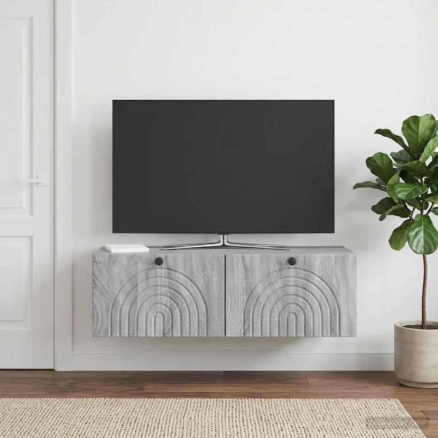 Meuble TV mural Sonoma gris 99 x 41 x 30 cm Bois d'ingénierie - 4